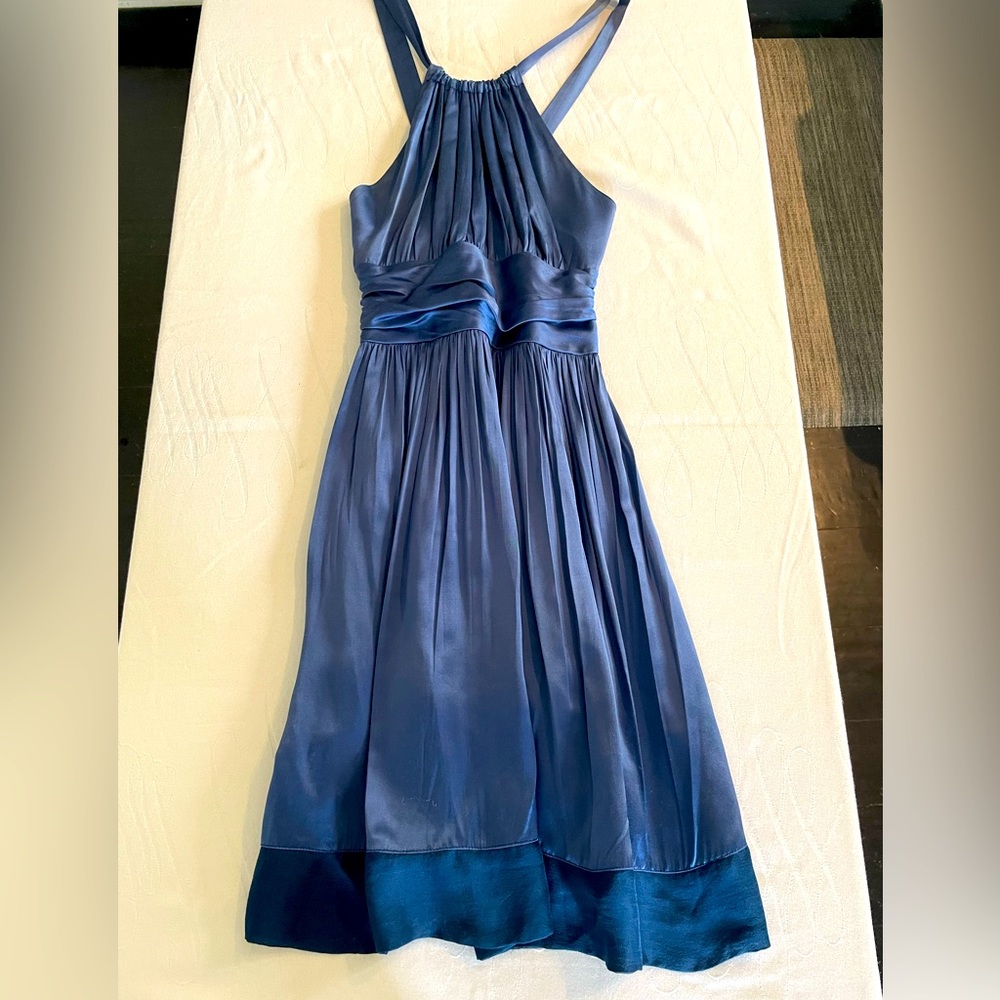Graham & Spencer navy blue silk knee length dress.